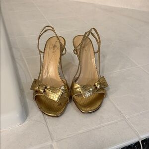 Kate Spade Metallic Gold Heels with Bow